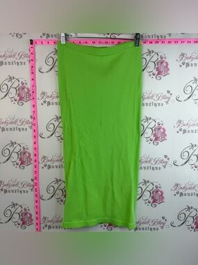 Only Lime Neon Sleek Ribbed Short Tube Midi Skirt